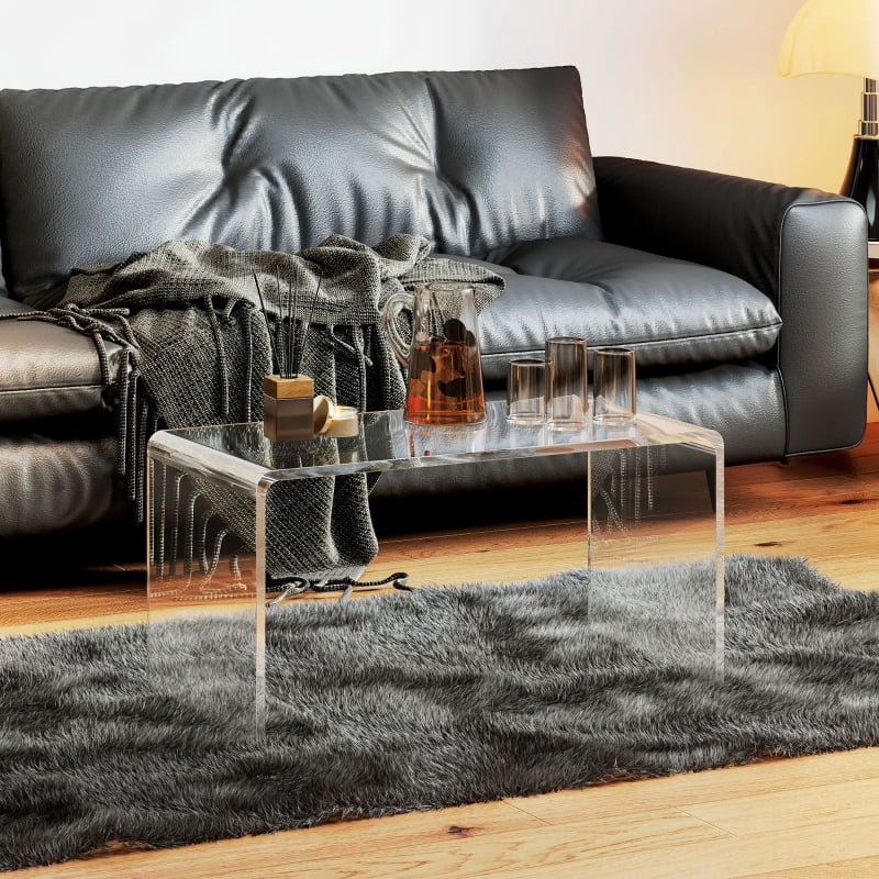 Alvantor Acrylic Coffee Table, Waterfall Design, No Assembly Needed 32"x16"x16" Clear