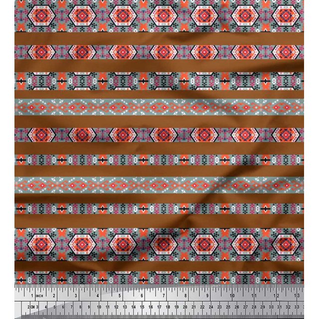 Soimoi Poly Georgette Fabric Aztec Southwestern Print Fabric by The Yard 52 Inch Wide