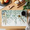 thumbnail image 2 of Sage Green Eucalyptus Leaves Placemats Set of 4, Spring Summer Botanical Rustic Washable Wipeable Table Mats for Dining Tables, Indoor Outdoor Kitchen Place Mats for Holiday Party Table Decor, 2 of 9