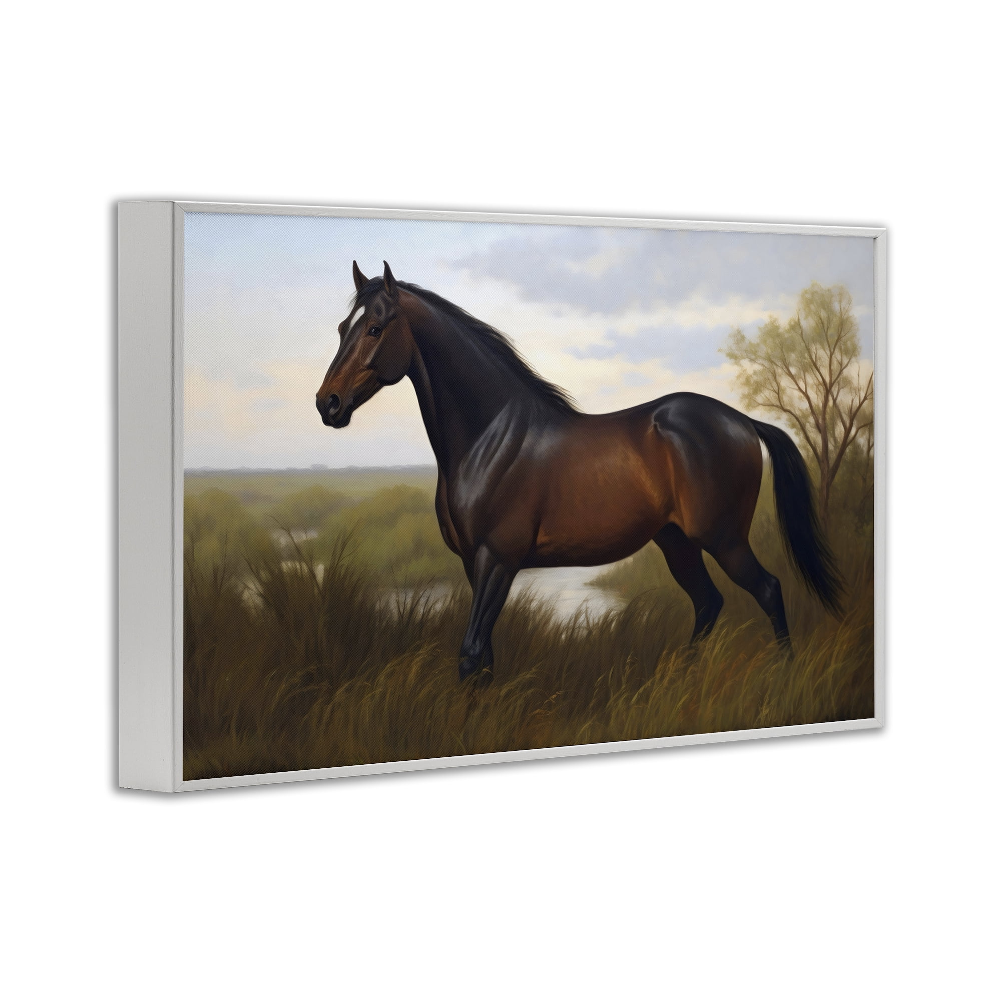 Stupell Industries Stallion in Marshland White Framed Giclee Art, design by Creative Studio