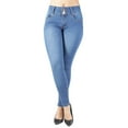 thumbnail image 6 of Fashion2Love Women's Juniors Colombian Design Butt Lift Push Up Mid Waist Skinny Jeans, 6 of 10