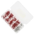 thumbnail image 1 of 100 Uds anzuelos de pesca triples y doble anillo de acero alto en carbono anzuelo de púas Triple accesorios de pesca con caja de almacenamiento rojo, 1 of 12
