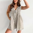 thumbnail image 5 of Women's Denim Romper Sleeveless Tie Front Casual Summer Jumpsuit with Pocket Stylish Comfortable Overall Shorts, 5 of 8