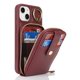 thumbnail image 2 of For iPhone 14 13 Case with Zipper Pouch Ring Kickstand Strap Litchi Texture PU + TPU Phone Cover - R, 2 of 5