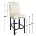 thumbnail image 6 of Counter Height Fabric Upholstered Wooden Chairs Barstools with Nailhead Trim in Beige, Set of 2, 6 of 6