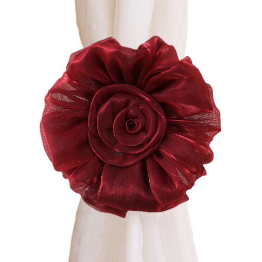 Rose Flower Curtain Tie Backs Tieback Holder Voile Drape Panel Decorative 