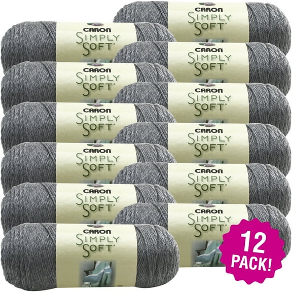 Caron Simply Soft Heather Yarn - Soft Grey, Multipack of 12