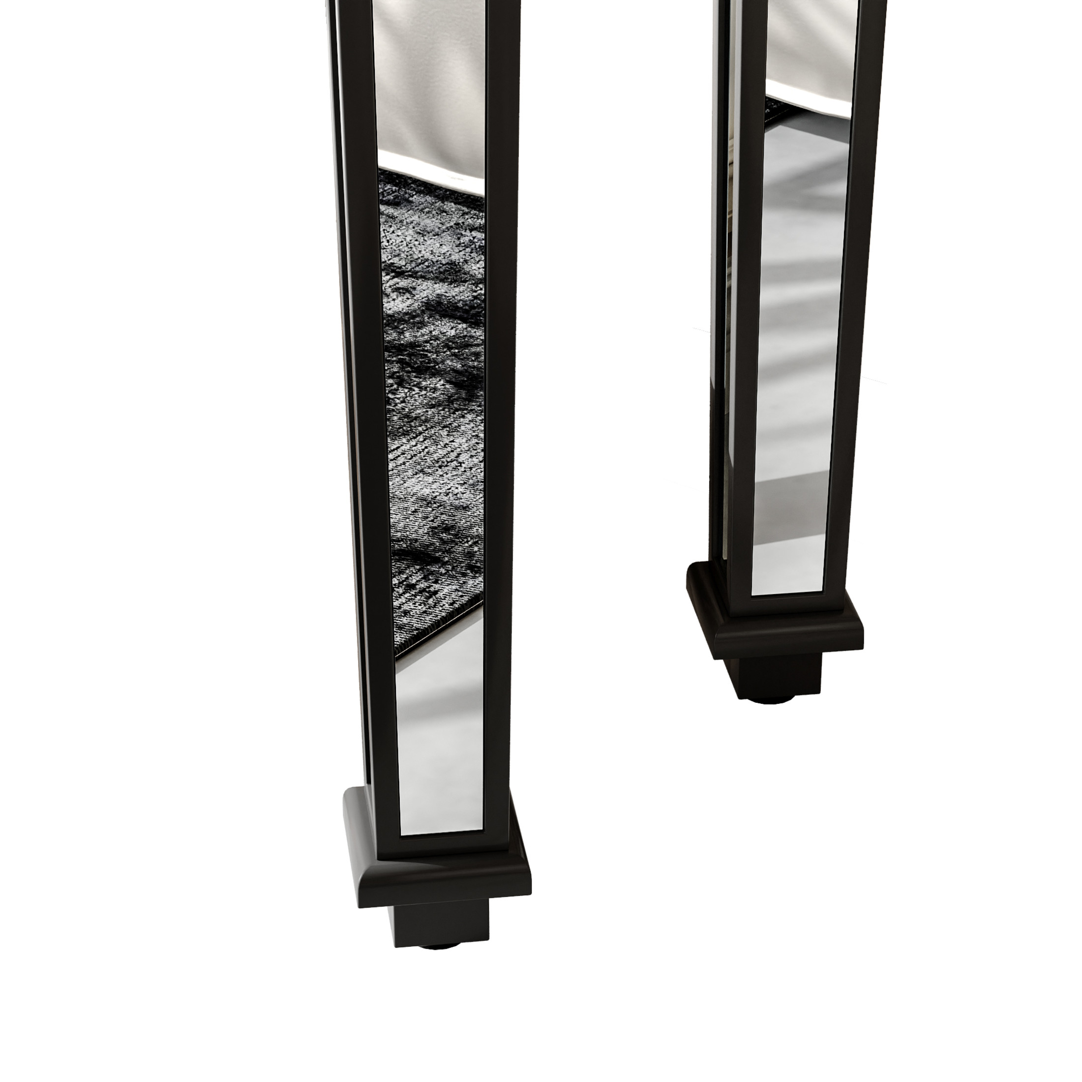 Noble House Black Mirror Console Table Vintage Wood Grain Carving Process Gorgeous and Noble for Entryway, Sofa Table,Living Room, Black+Silver