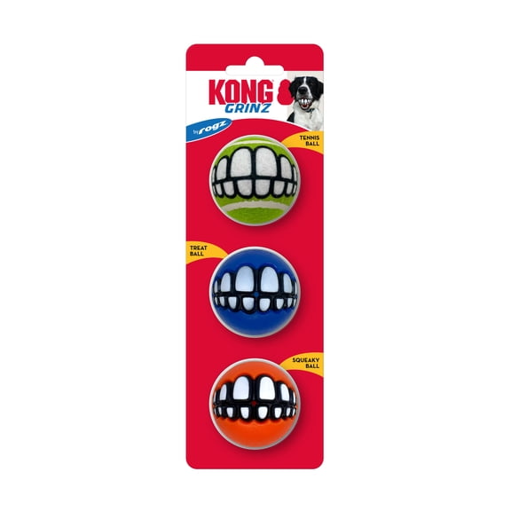 KONG® Grinz Tennis Balls by Rogz Dog Toys, Variety Pack, Small, 3 Count