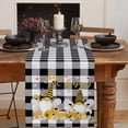 thumbnail image 2 of Table Runner Dresser Scarves 108 Inch Long, Rustic Honey Gnomes Bees on Buffalo Checked Linen Dining Table Runners White Black Tabletop Scarf for Wedding Holiday Party Kitchen, 2 of 7
