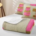thumbnail image 4 of Castle Fairy Abstract Geometric Plaid Bed Spread Queen 3pcs,Mid Century Embossed Square Queen Coverlet Set,Hot Pink Ivory,1 Quilt and 2 Pillowcases, 4 of 7