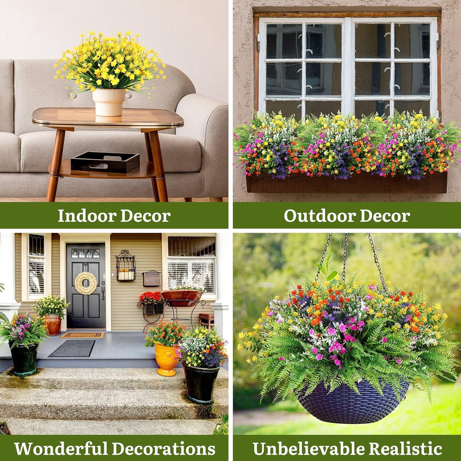 10 Bundles Artificial Flowers Fake Outdoor Flowers UV Resistant Faux Outdoor Plants Artificial Greenery Plastic Artificial Shrubs for Artificial Grasses Fake Flowers for Garden Home Box