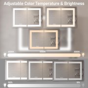 36x24 inch Bathroom Medicine Cabinet with Mirror, Wall Mounted Aluminium body Large Storage Vanity Mirror Cabinet, Anti-Fog Adjustable LED Lights