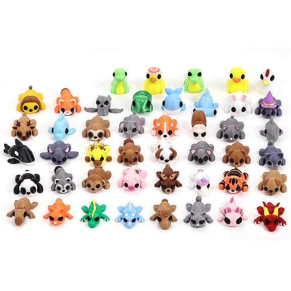 45 pcs  Animal Figurines Set 3D Printed Animal Figurines Set, Articulated, Goodie Bag Fillers, Cute Fidget Toys, Gift for her him, for Party Favors, Classroom Prizes, for Easter Basket Fillers