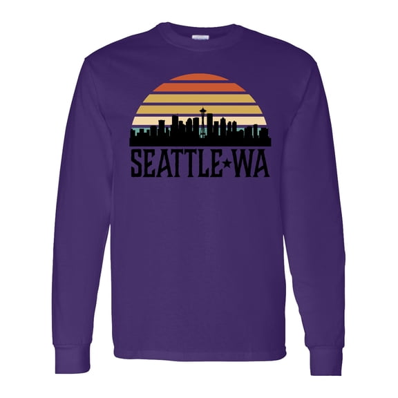 Inktastic Seattle Washington Skyline Sunset Long Sleeve T-Shirt