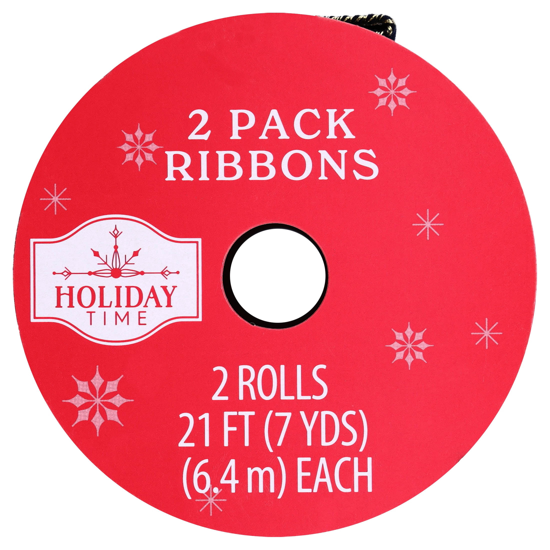 Black and Gold Christmas Ribbon, 21', 2 Pack, by Holiday Time