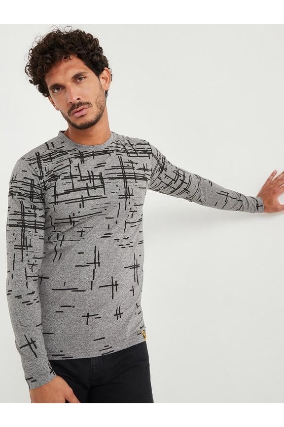 Graphic Print Men Round Or Crew Stylish New Trends Grey Casual T-shirt