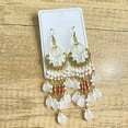 thumbnail image 4 of Boho Long Teardrop Beaded Tassel Dangle Earrings for Women Gold-Toned Bohemian Crystal Beads Fringe Dangling Drop Statement Earrings Enamel Flower Link Piercing Fish Hook Native Tribal Ethnic Jewelry, 4 of 12
