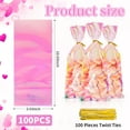 thumbnail image 6 of Valentines Day Treat Bags Goodie Bags Gift Bags Cellophane Bags Anniversary Heart Bags Cookie Bags with Twist Ties for Party Favor Supplies 100Pcs Design5, 6 of 7