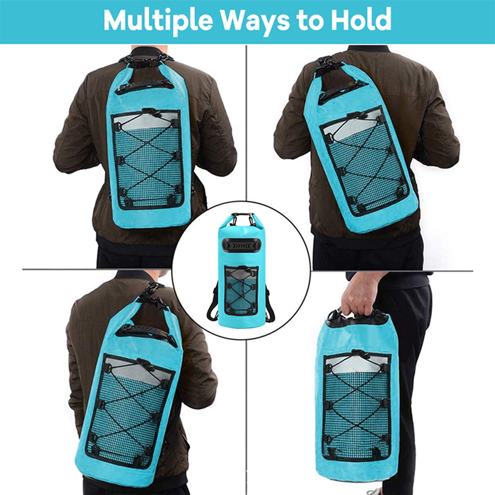 Nieyigj Water Resistant Dry Backpack 20 Liters PVC Drifting Bag for Outdoor Kayak Beach Trips, Dual Units 23.23 inches / 59 cm - Emerald Green