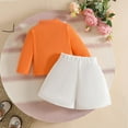 thumbnail image 6 of SYMOID Kids Girl Orange Cotton 2-Piece Outfit Set: Long Sleeve Mock Neck Top & Skirt with 3D Flowers, Fits 6-48 Months,Size 12 Months, 6 of 9