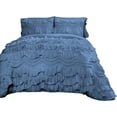 thumbnail image 2 of D.N.G. BEDDINGS 800 Thread Counts, 100% Egyptian Cotton, 550 GSM Microfiber filled Quilt Ruffled With Small Pom Pom Textured 5 Piece Twin/TwinXL Size Comforter Set, Medium Blue, 2 of 6