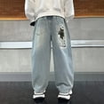 thumbnail image 5 of TOWED22 Boys Jeans Baggy Vintage Straight Leg Denim Cargo Pants with Pockets 8-14 Years(Blue,8-9 Y), 5 of 7
