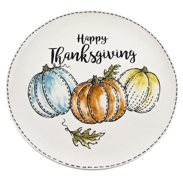 Plato de Cerámica Ideen Calabazas "Happy Thanksgiving" 32 cm