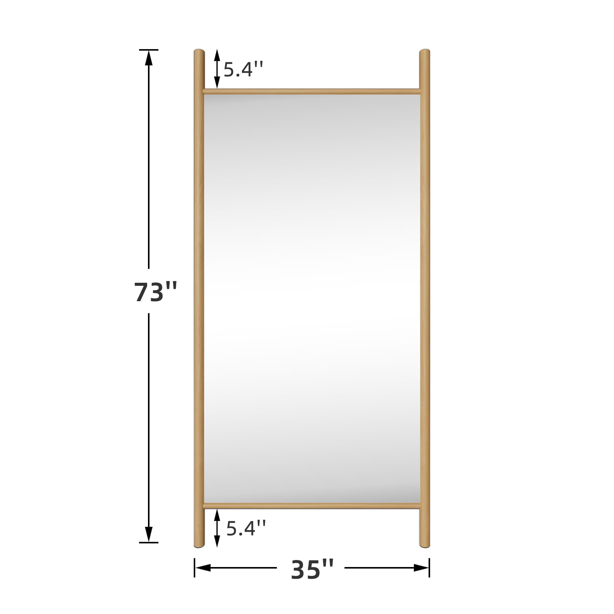 73"x35" Wood Full Length Mirror Ladder Rectangle Floor Mirror, Natural