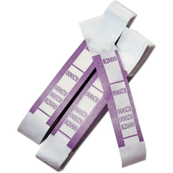 55032 Color-Coded Currency Straps, $20 Bill, $2000, Self-Adhesive, 1000/Pack