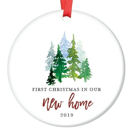 New Home Christmas Ornament 2019, First Year In Our New House, Trees, First Home Housewarming Gifts Xmas Present Idea Ceramic Keepsake 3