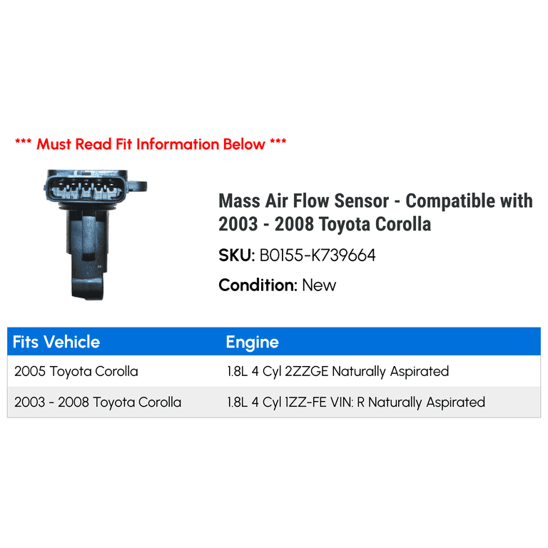22204-21010 Mass Air Flow MAF Sensor Fits 2002-2006 Cambodia
