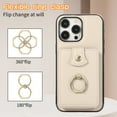 thumbnail image 6 of Phone Case for iPhone 16 Pro Max Wallet Cell Cover with Crossbody Strap, Ring Stand RFID Blocking Credit Card Holder Shockproof Drop Protective Case for iPhone 16 Pro Max Women Girls, Beige, 6 of 9