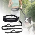 thumbnail image 1 of Correa reflectante para perros con manos libres, cinturón ajustable, cómoda, con bolsillos y asas acolchadas dobles para correr y excursiones al Negro, 1 of 8