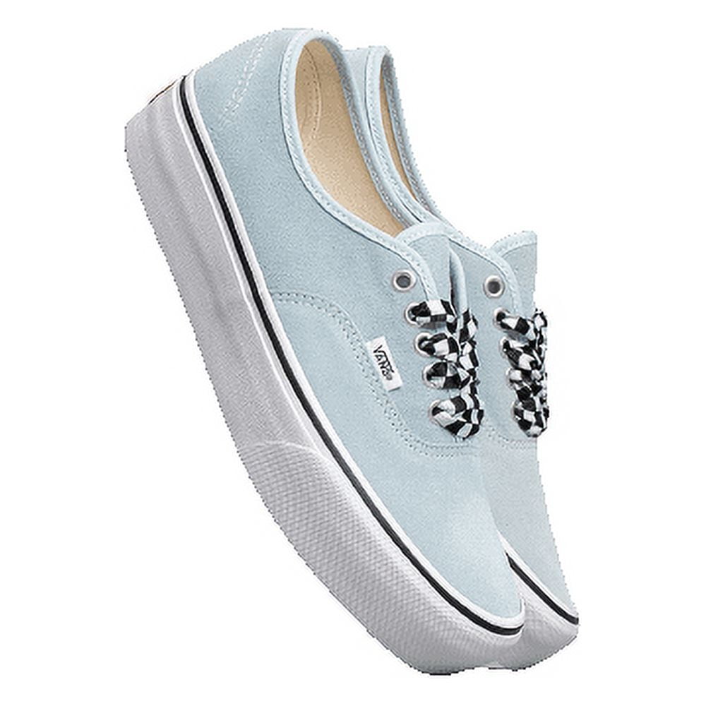 Blue checkered top vans with laces