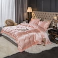 thumbnail image 4 of Move Over Pink Ruffle Comforter Set Queen Satin Comforter Set Pink Ruffle Design Solid Filling, 4 of 7