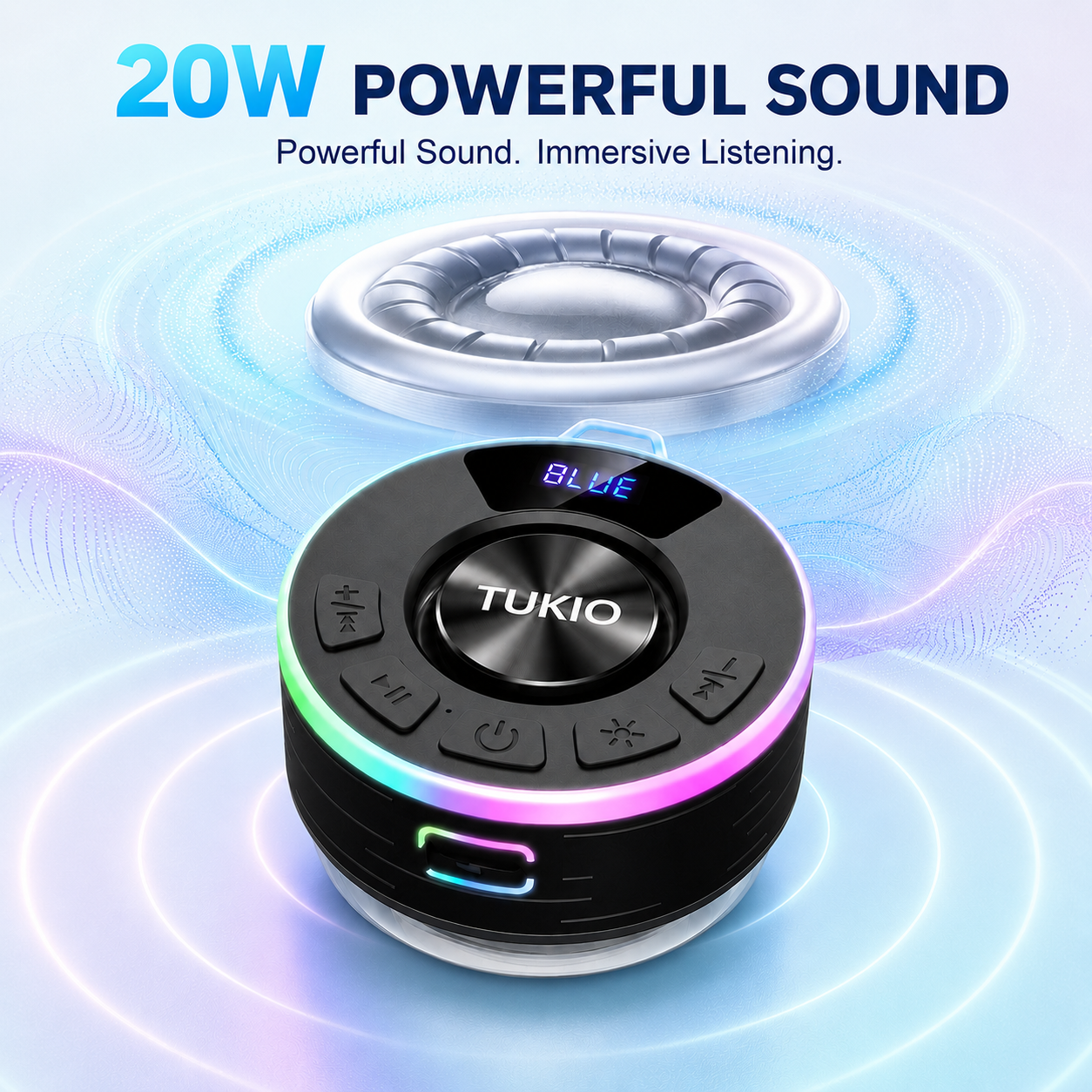 Tukio IPX7 Waterproof Bluetooth Shower Speaker with Suction Cup photo 2