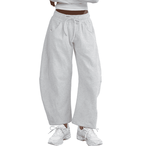 SOMER Women's Barrel Leg Sweatpant Drawstring Elastic Waist Wide Leg Joggers Soft Lounge Pants with Pockets