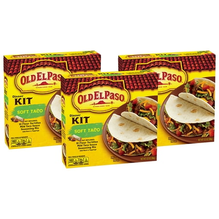 (3 Pack) Old El Paso Soft Taco Dinner Kit, 12.5 oz (Best Sides For Tacos)