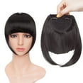 thumbnail image 4 of Benehair Clip in Fringe Hair Extensions as Humam Neat Bangs Thick Hairpiece 6" Dark Black, 4 of 9