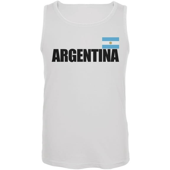 World Cup Argentina Flag & Letters White Soccer Tank Top - 2X-Large