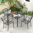thumbnail image 2 of AECOJOY 5-Piece Outdoor Patio Dining Set with 4 Stackable Patio Dining Chairs and Square Patio Metal Table for Yard Garden Backyard Poolside, Dark Gray, 2 of 7