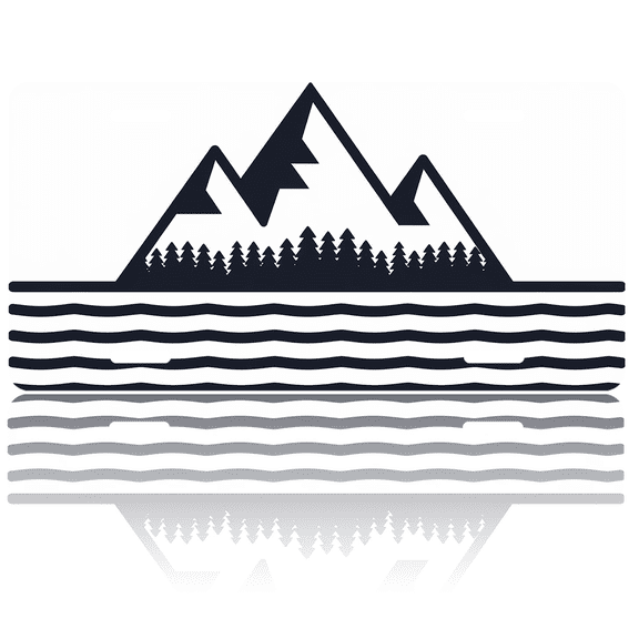 1 Pcs 2D Flat License Plate Covers & Frames, Mountain and Forest For Decorative Front, Waterproof For Decoration Aluminum License Plate Covers & Frames Cover For Men Women, 12" X 6"