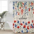 thumbnail image 2 of Small Stall Shower Curtain 36x78 Inch Narrow Half Size Pastoral Botanical Bath Curtains Bathroom Decor Blue Red Floral Spring Welcome Rustic Waterproof Fabric Shower Curtain Set with Hooks 36 Inch, 2 of 6