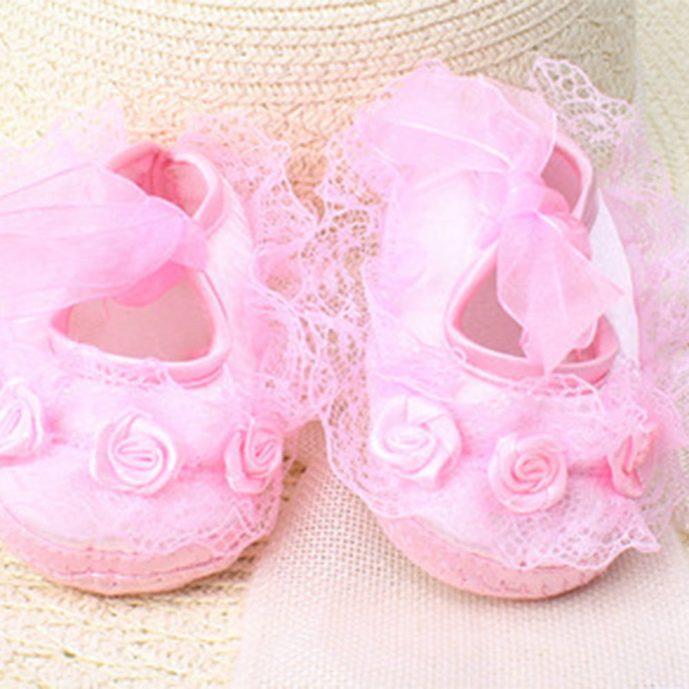 Toddler Baby Girl Kid Princess Crib Shoes Christening Pram Anti-slip Prewalker X 