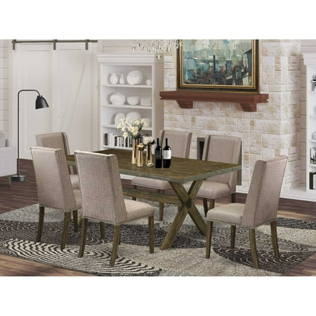 East West Furniture X027DR207-9 – 9-Piece Small Dining Table Set – 8 Parson Chairs and Dining Room Table Solid Wood Structure East West Furniture X027DR207-9 – 9-Piece Small Dining Table Set – 8 Parson Chairs and Dining Room Table Solid Wood Structure