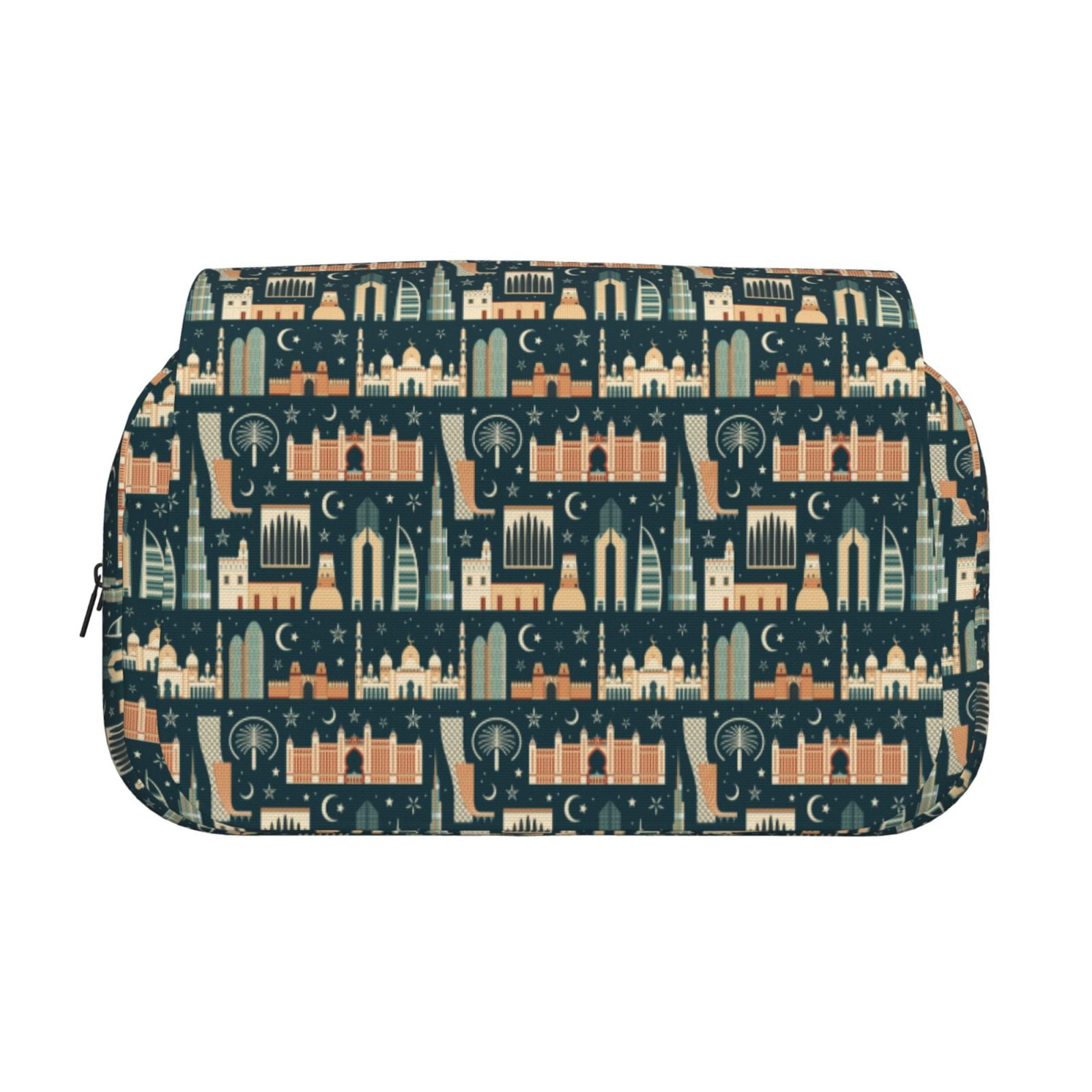 Rateoe UAE Travel1 1 Pattern Double Clamshell Pen Case, Storage Organizer with Two Zipper Compartments– Holds Up to 50 Pencils & Pens