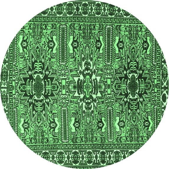 Ahgly Company Indoor Round Persian Emerald Green Traditional Area Rugs, 3' Round