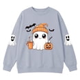 thumbnail image 4 of XAOFW Girls Halloween Sweatshirt Pumpkin Ghost Printed Long Sleeve Crew Neck Sweatshirts Autumn Winter Cozy Graphic Pullover For Toddler Kids Comfortable Tops 2-3 Years, 4 of 4