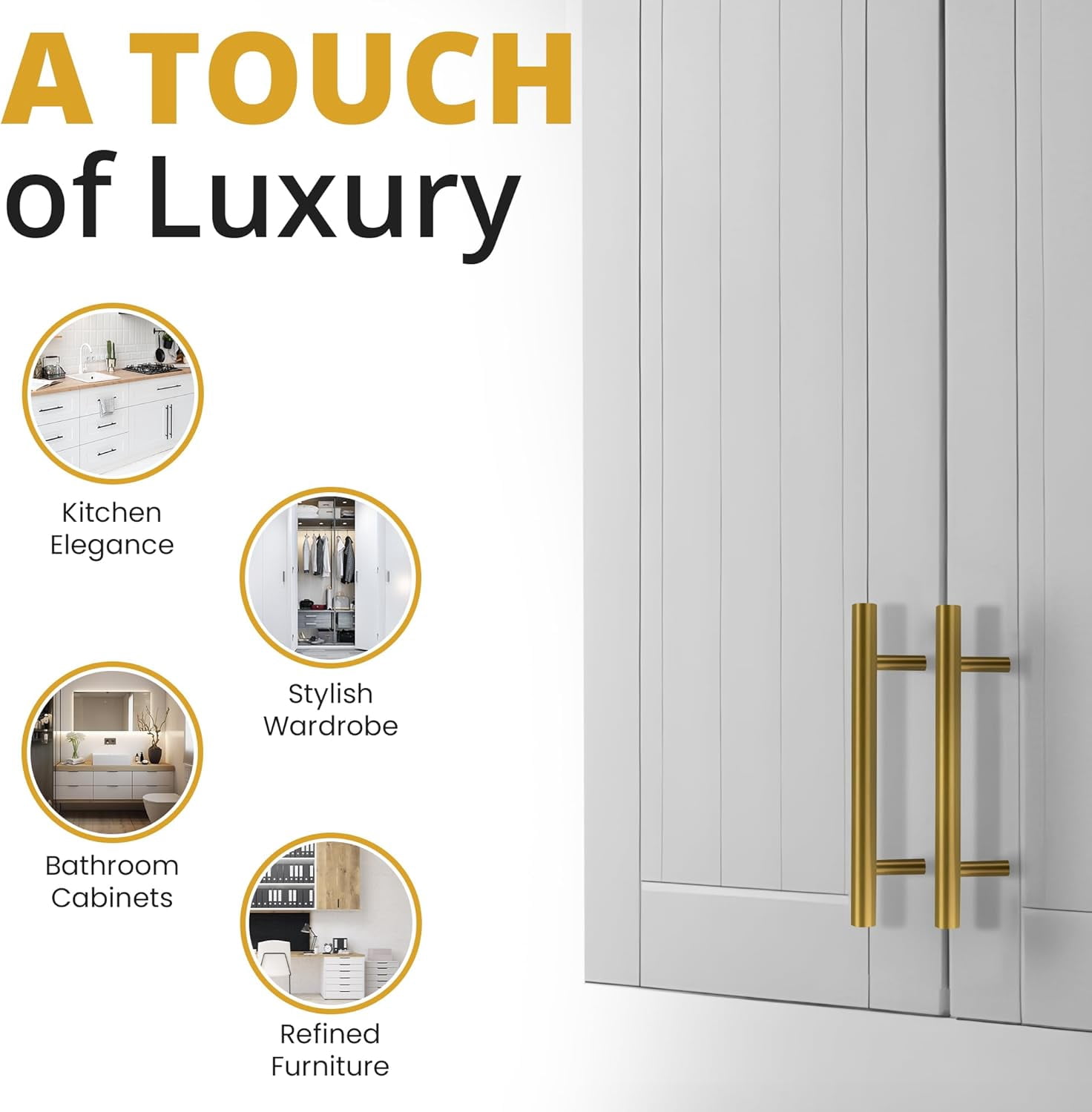 Mega Handles / Cabinet Pulls 5 Inch / Stainless Steel Cabinet Handle Pulls / Satin Brass / 25 pack